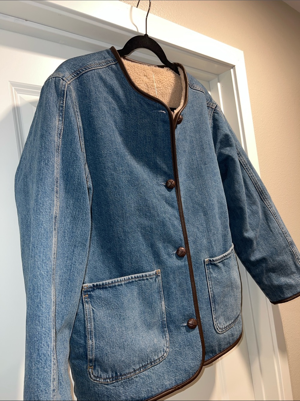 Madewell Reversible Denim & Sherpa Jacket in Petersburg Wash & Rigid Size S NWT - Picture 10 of 16
